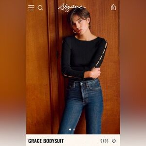 NWT Sezane Grace Bodysuit Black Size Small